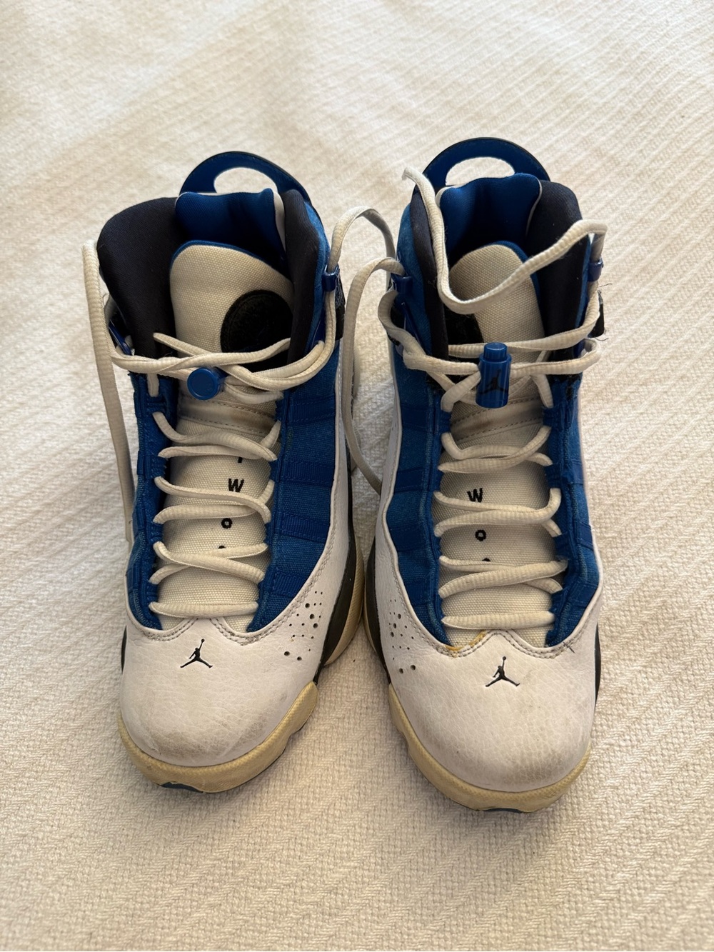 Jordan Low-Top Sneakers in White, Blue and Black